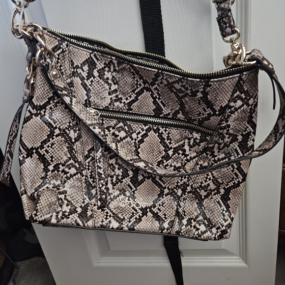 Jessica Simpson Snakeskin Shoulder Bag - Tan and Black - Picture 3 of 7